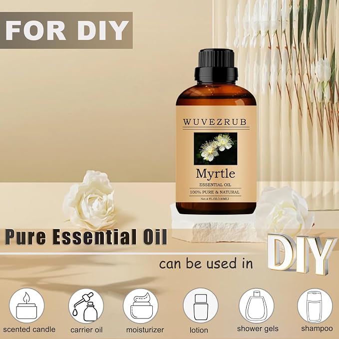 Myrtle Essential Oils, 120ML Pure and Natural Essential Oil for Aromatherapy Diffuser - Myrtle /4 Fl Oz