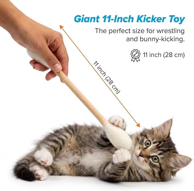 Glaciart One XXL Swabs Cat Toys with Catnip - 2 Pk | Durable for Chew, Cute Cat Toys Interactive Kitty for Boredom, Exercise, & Play | Filled w/Organic Catnip for Anxiety & as Digestive Aid