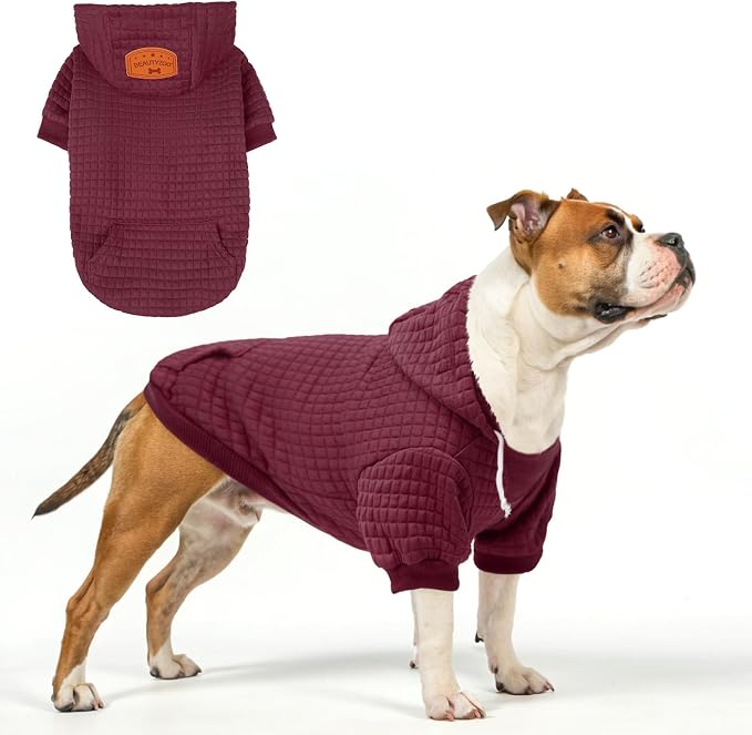 BEAUTYZOO Dog Hoodies Sweater for Large Dogs,Waffle‑Like Laminated Pet Coat | Warm Dog Sweatshirt with Pocket & Leash Hole,Pullover Clothes for Girl Boy Dogs,Stretchy & Easy‑On‑Off,Labrador & Great Danes