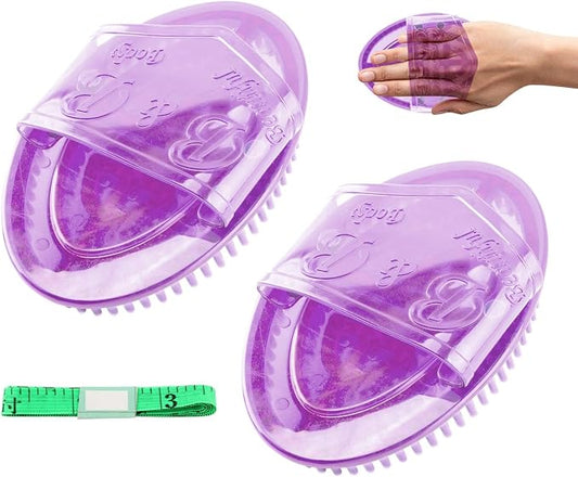 2PCS Magnetic Meridian Massage Brush Set with Measuring Tape, Circulation Boost Massage Tool Set, Soft Silicone Acupressure Brush with Anti-Slip Grip for Belly Back Leg Scalp (Purple)