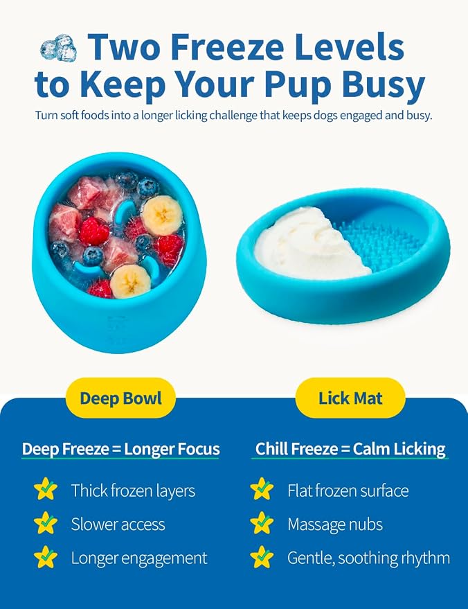 2-in-1 Dog Freezer Bowl & Licking Mat, Frozen Dog Treat Toy