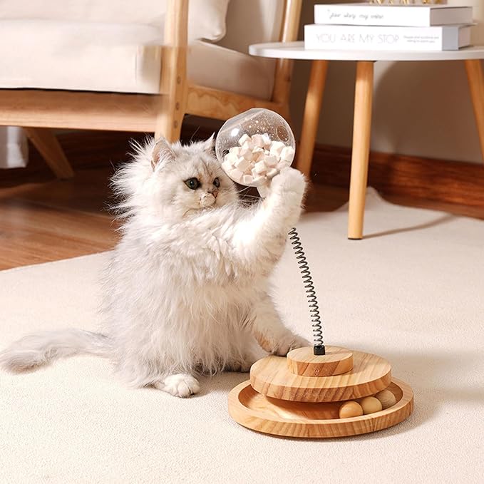 Cat Toy, Interactive Food Dispenser Ball with Steel Spring