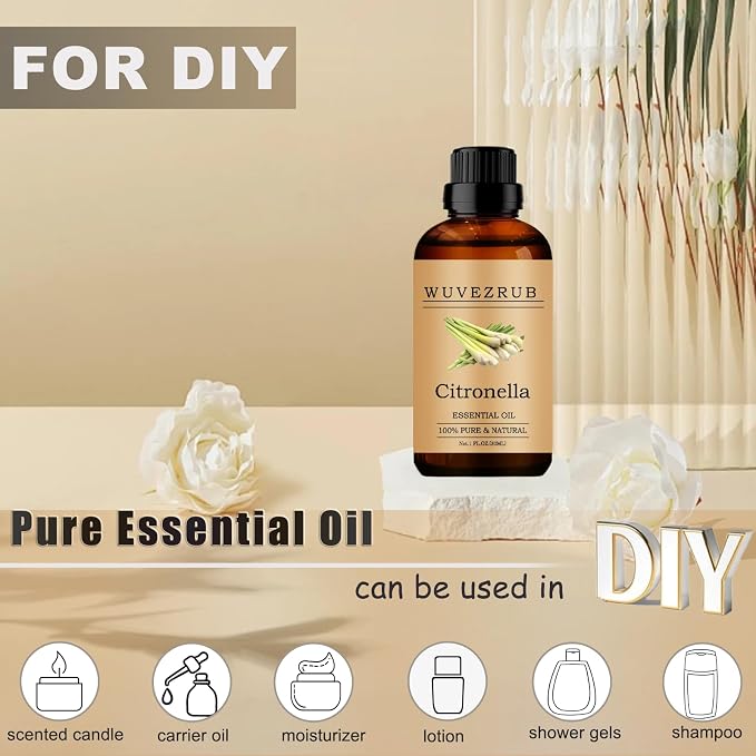 Citronella Essential Oils, 30ML Pure and Natural Essential Oil for Aromatherapy Diffuser - Citronella /1 Fl Oz