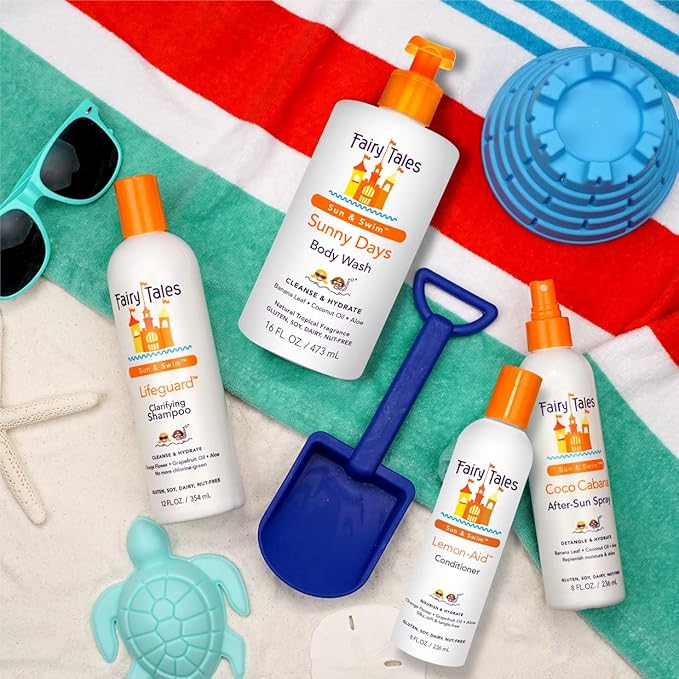 Fairy Tales Sunny Days Chlorine Removal Body Wash, For All Age Swimmers | After Swim Chlorine, Salt And Sunscreen Removal | No Harsh Chemicals or Toxins | Easy to use Pump - 16oz (Pack of 2)