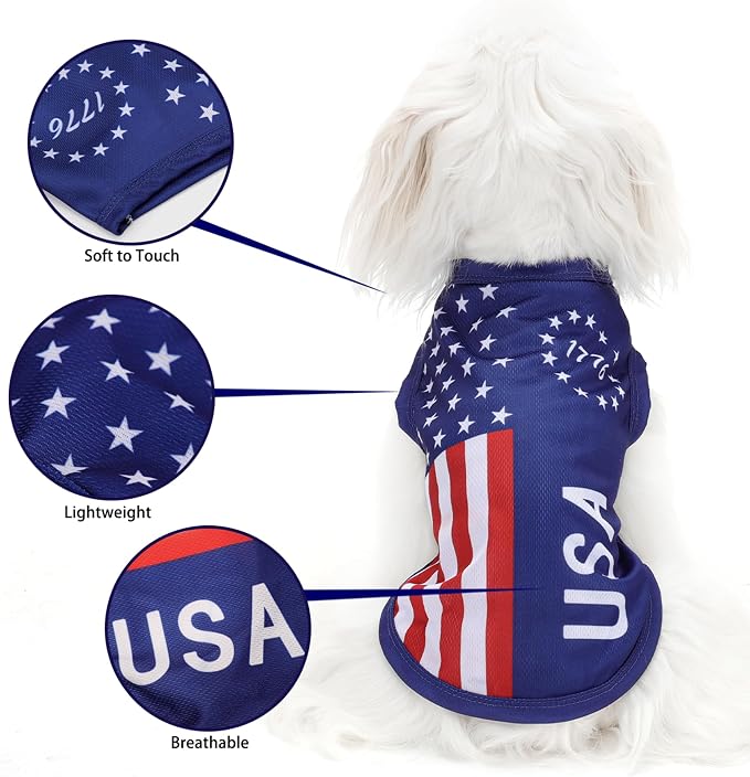 American Flag Inspired Dog Vest: Perfect Dog Shirt, Ideal Tank Top for Everyday Wear, Independence Day Celebrations Quality Materials for a Cute and Stylish Look Blue USA S