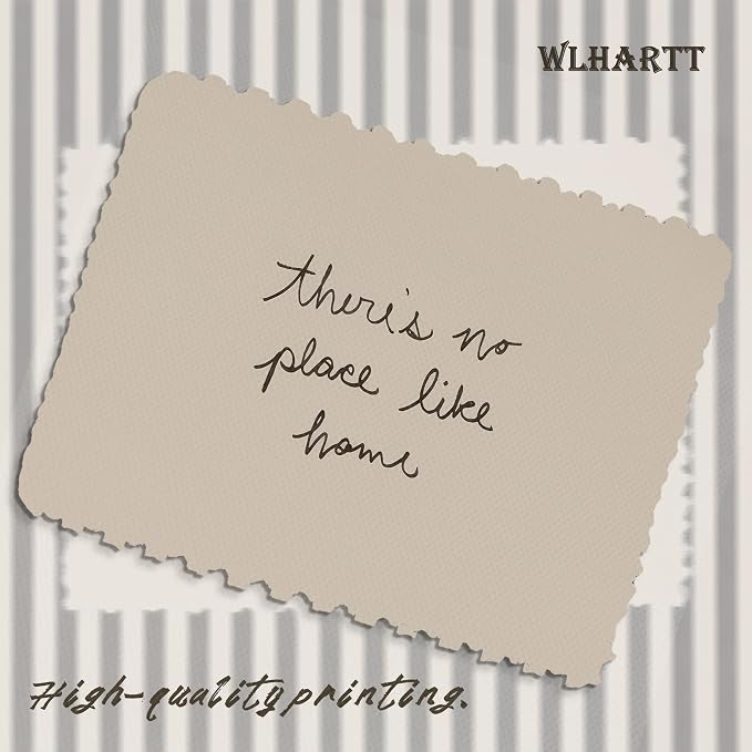 Framed Vintage Inspirational Wall Art, Minimalist There is No Place Like Home Canvas Wall Decor Painting, Black and White Striped Quote Poster Print Picture for Living Room Bedroom 16x24 Inch