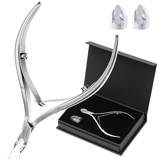 Professional Premium Cuticle Trimmer Stainless Steel Cuticle Nippers with Sharp 1/4 Jaw Blades Cuticle Clippers Double Spring Manicure Pedicure Nail Cuticle Remover Tool (Premium Silver)