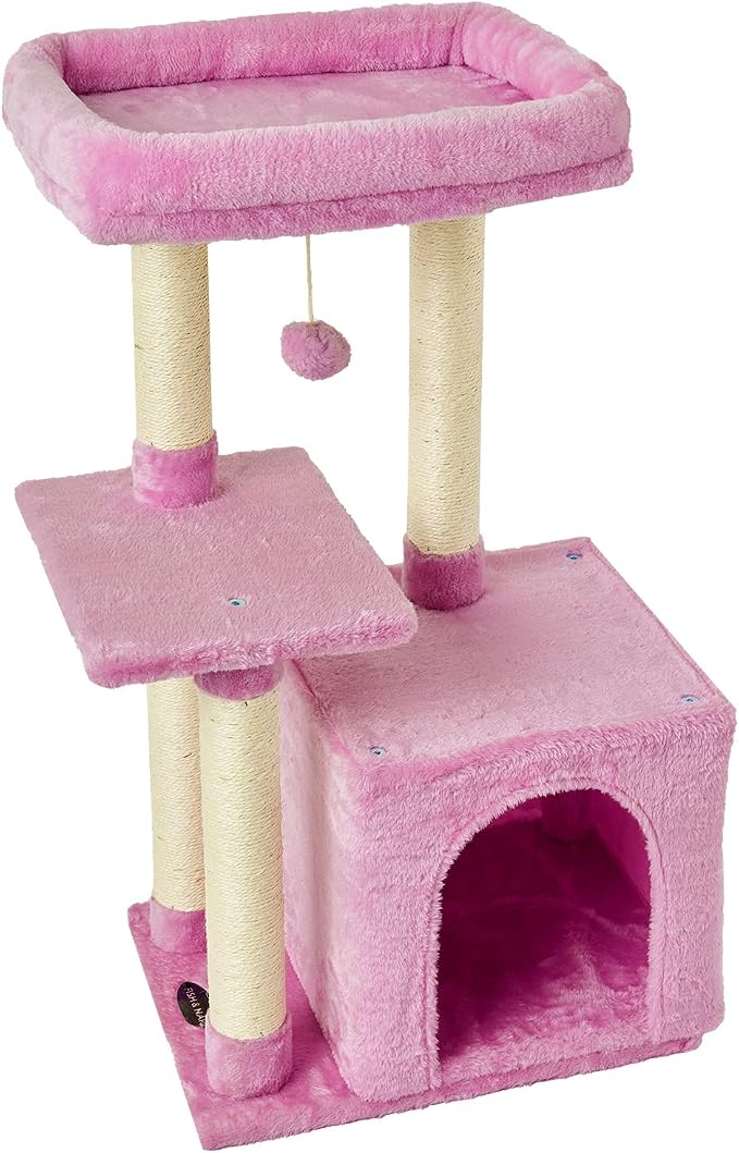 Cute Cat Tree Kitten Cat Tower Condo Cat Furniture Sisal Scratching Posts P | FISH&NAP For Indoor Jump Platform Activity Center Play House Pink