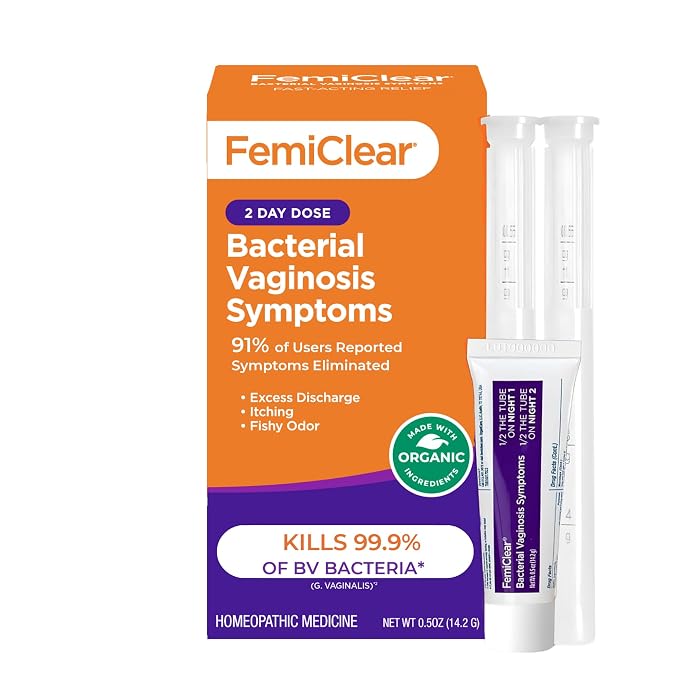FemiClear Bacterial Vaginosis Symptoms Ointment, 2-Day Dose, 0.5 Oz | Fast-Acting Relief for Odor, Itching & Discharge, Supports Balance & Vaginal Health, All-Natural & Organic Ingredients