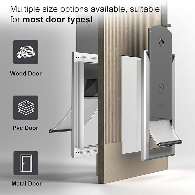 MAVRICFLEX Heavy Duty Dog Door for X-Large Dogs Up to 220LBS, Aluminum Frame Dog Door with Double Sliding Panel and 2 Soft Flaps, Easy to Install, Extra-Large, White