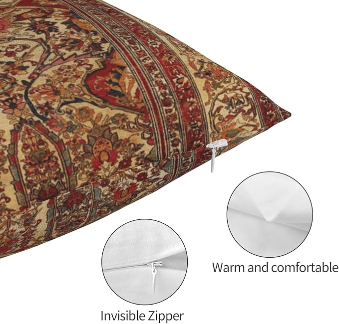 17th Century Turkish Lavar Kirman Southeast Persian Rug Pillow Covers Lumbar Throw Pillowcase 12x20 Inch Couch Cushion Cover for Home Decor Living Room Bedroom College Dorm Bed Car Sofa
