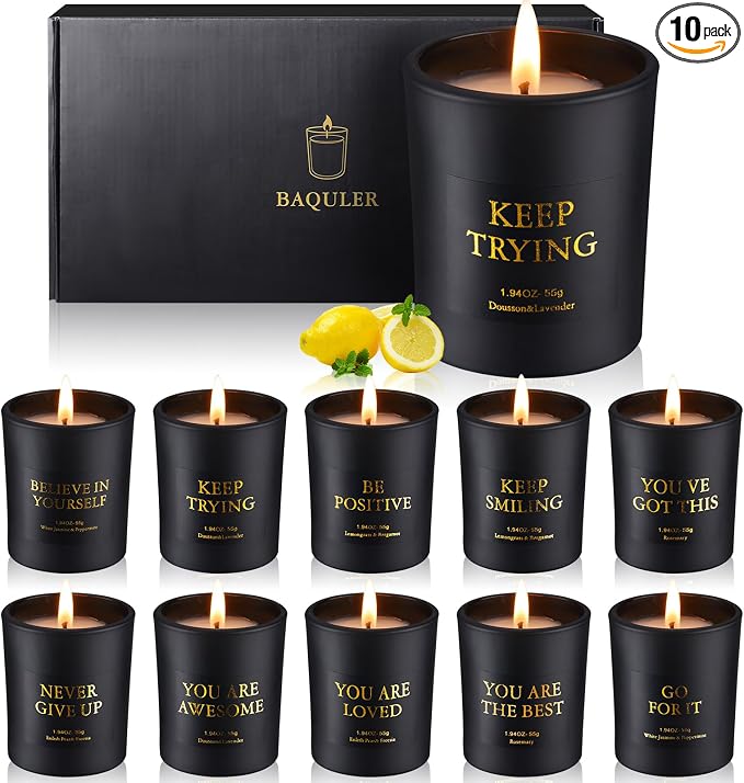 10 Pcs Motivational Aromatherapy Scented Candles Soy Wax Candles with Essential Oils Inspirational 4.4oz Scented Candle Return Gifts Bulk for Women Mother Teacher Employee Birthday Mother's Day