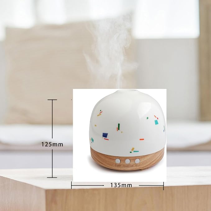 Essential Ceramic Diffuser Round Aroma Diffuser Night Light Captivating Vintage Chinese Marketplace- Nano Water Mist Humidifier Luxurious Style and 300ml Unparalleled Design