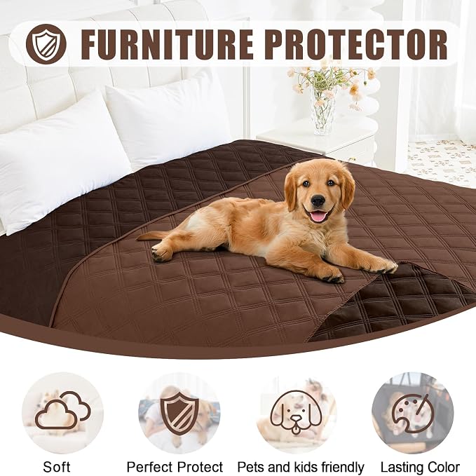 Smiry Waterproof Dog Bed Cover, Reversible Pet Blanket for Sofa Couch | Soft Washable Dog Blanket, Leakproof Couch Cover for Dogs Cats & Furniture Protection, 52x82, Brown/Chocolate