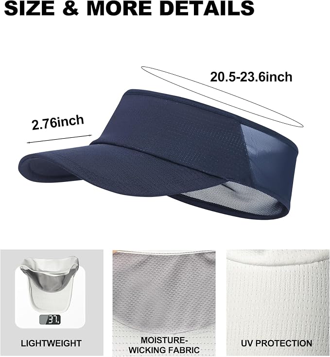 Sun Visor Hats Lightweight Stretchy for Running Tennis Golf | Portable,Mesh breathable,Quick-dry,Cooling Visor Hat,Stretch Fit,For Outdoor Sport Pickleball,Beach Volleyball