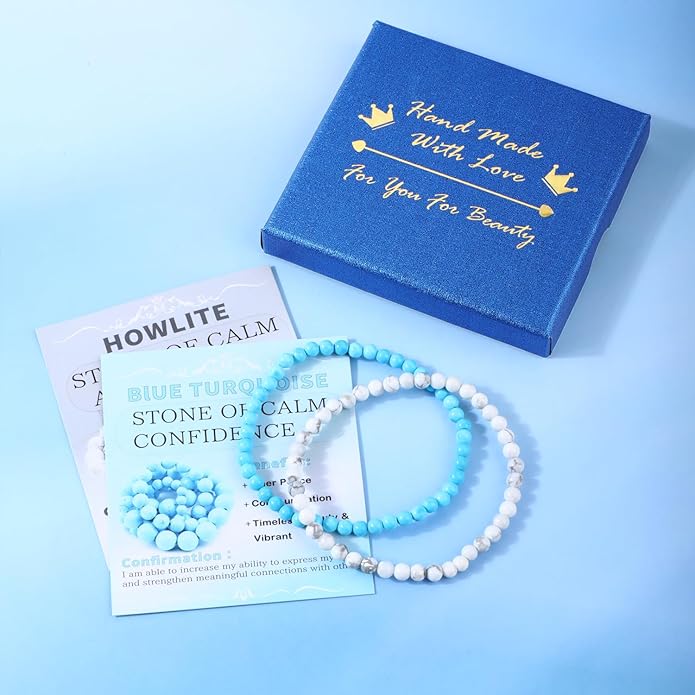 NCB 2.3-Piece 4mm Natural Crystal Gemstone Stretch Bracelets – Handmade Reiki Energy Healing Jewelry for Meditation,Yoga, Unisex