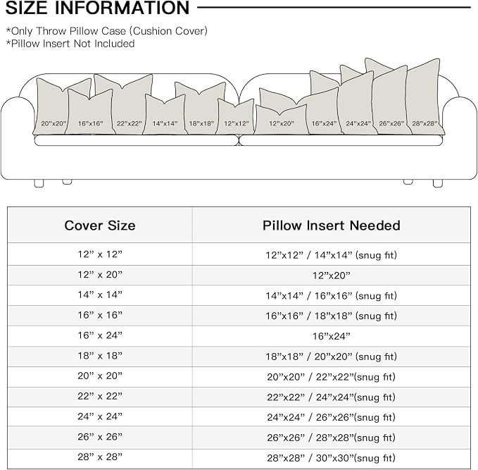 OTOSTAR Linen Throw Pillow Cover Set of 1 Decorative Square Pillowcases Cushion Covers 24x24 Inch for Home Decor Sofa Bedroom Car 60 x 60CM Khaki