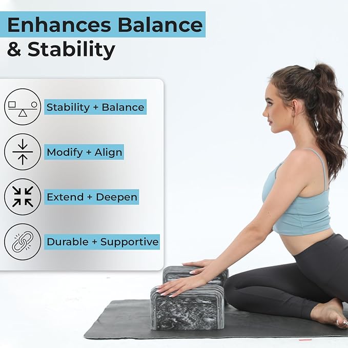Yoga Block, EVA Foam Yoga Brick with Arc Shape & Non-Slip Grip, Lightweight Portable Yoga Block for Women Men, Ink Painting Design, Yoga Accessories for Poses, Pilates, Meditation, Balance & Stretching