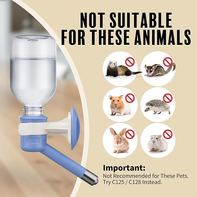 Choco Nose Patented No-Drip Dog Water Bottle/Feeder for Dogs/Cats and Other Small-Medium Sized Animals - for Cages, Crates or Wall Mount. 10.2 Oz. Mess Free Leak-Proof Nozzle 16mm, Blue (C590)