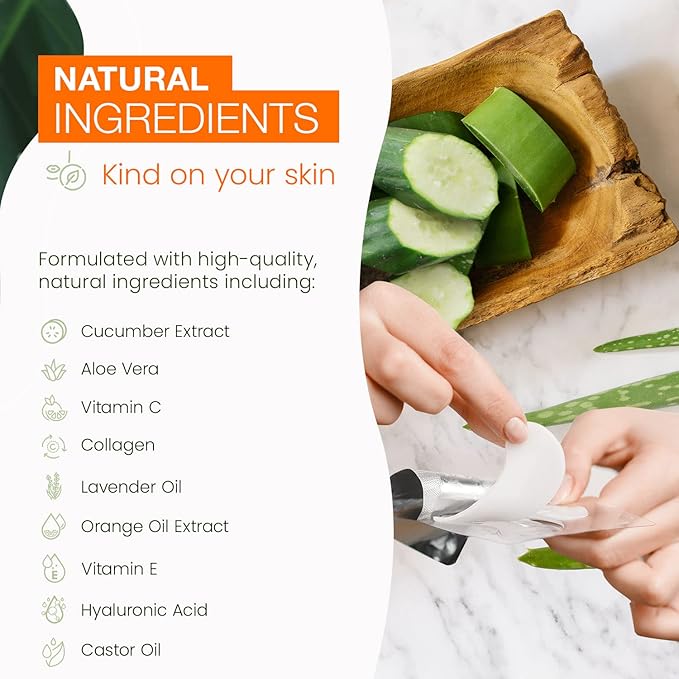 Natural Chemist Cucumber & Aloe Under Eye Patches - Cooling, Reduces Puffiness, Anti-Aging, Hydrating, Dermatologist Tested, Cruelty Free Korean Skin Care For All Skin Types - 5 Pairs