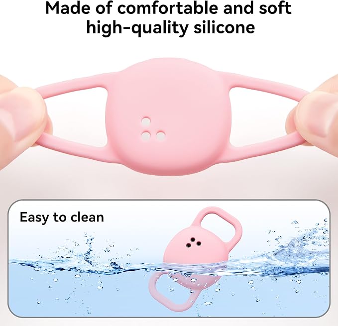DDJ 2-Pack Cat Collar Case for Life360 Tile Sticker (Smallest Tracker)–NOT for Tile Mate/Pro–Silicone Protective Holder for Dog/Pet Collar, Ultra Durable, Easy Installation, Lightweight, Pink