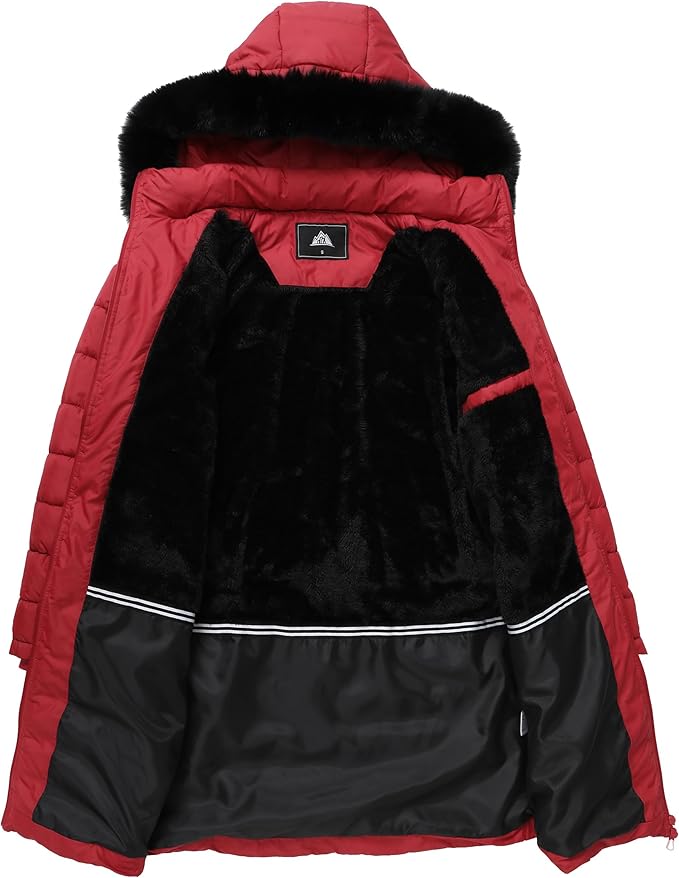 GOLDLADIES Women's Waterproof Long Down Jacket,Warm Winter Hooded Puffer Coat Thickened for Hiking Outdoor