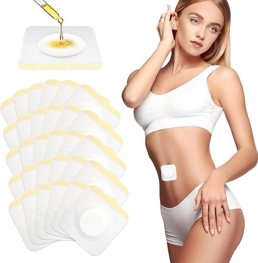 Leak-Proof Self-Adhesive Castor Oil Patches, Disposable Empty Belly Button Patch, Highly Absorbent Core, Breathable, Soft and Comfortable, Wash-Free, Easy to Use, Impermeable (100)