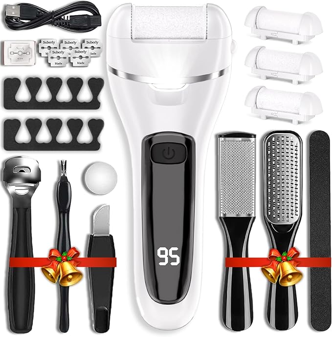 Wea&Hea Electric Callus Remover for Feet,17 in 1 Professional Pedicure Kit with 3 Roller Heads,2-Speed Rechargeable & Waterproof Foot File - Perfect for Dead Hard Cracked Dry Skin Care at Home