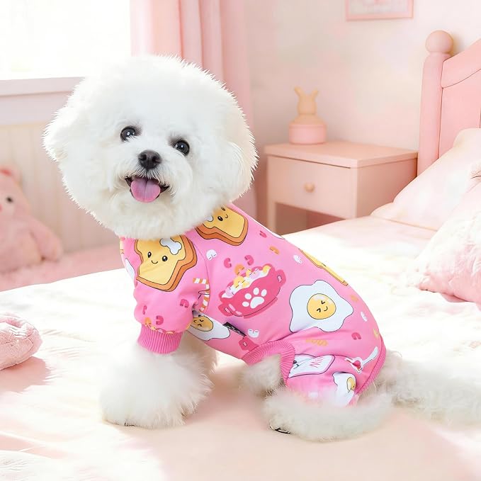XPUDAC 4 Pack Dog Pajamas Soft Puppy Clothes Onesie for Small Dogs, M | Stretchy, Breathable, Sleepwear, Gentle on Skin, Dog Recovery Suit, Shedding Suit, All Seasons
