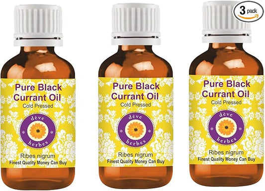 Deve Herbes Pure Black Currant Oil (Ribes nigrum) Cold Pressed (Pack of Three)100ml X 3 (10 oz)