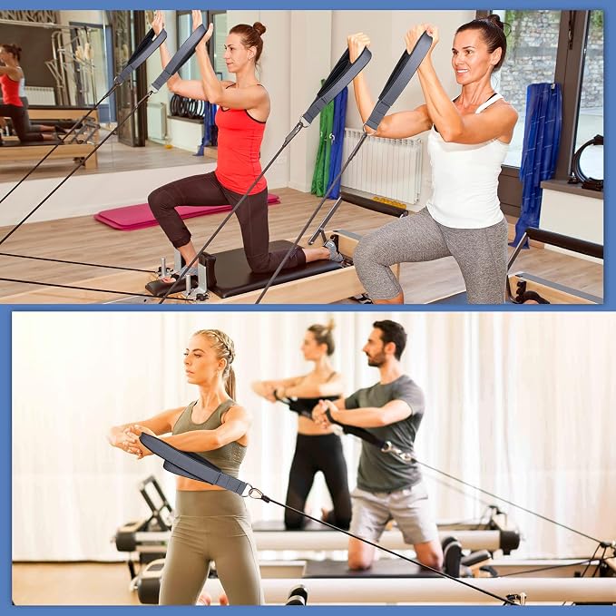 TOBWOLF Pilates Straps - Double Loop D-Ring Straps for Reformer, Padded, Home Gym Workout