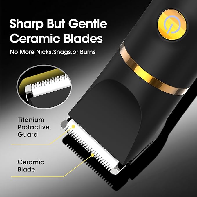Zesuti Manscape Body Hair Trimmer for Men: Pubic Hair Trimmer, 3 in 1 Versatile Electric Shaver for Groin,Face,Beard,Nose,Waterproof Body Groomer with Ceramic Blades, Mens Gifts