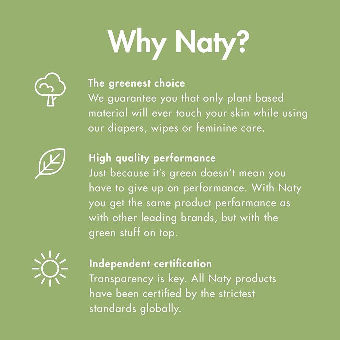 Naty Sanitary Pads Super – Plantbased and Absorbent Pads for Women, Organic Cotton Menstrual Product, Better for Feminine Health (12 Count)