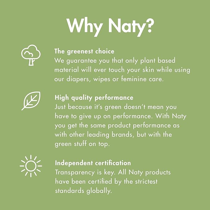 Naty Sanitary Pads Night – Plantbased and Absorbent Pads for Women, Organic Cotton Menstrual Product, Better for Feminine Health (10 Count)