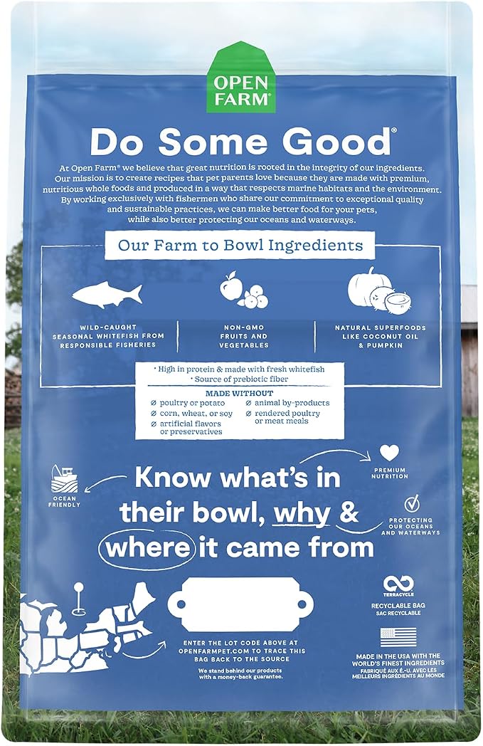 Open Farm Grain Free Dry Cat Food, Wild-Caught Whitefish Kibble, 2lb Bag | All Life Stages, High Protein, Prebiotic Fibers, 100% Traceable Ingredients, Non-GMO Fruits & Veggies.