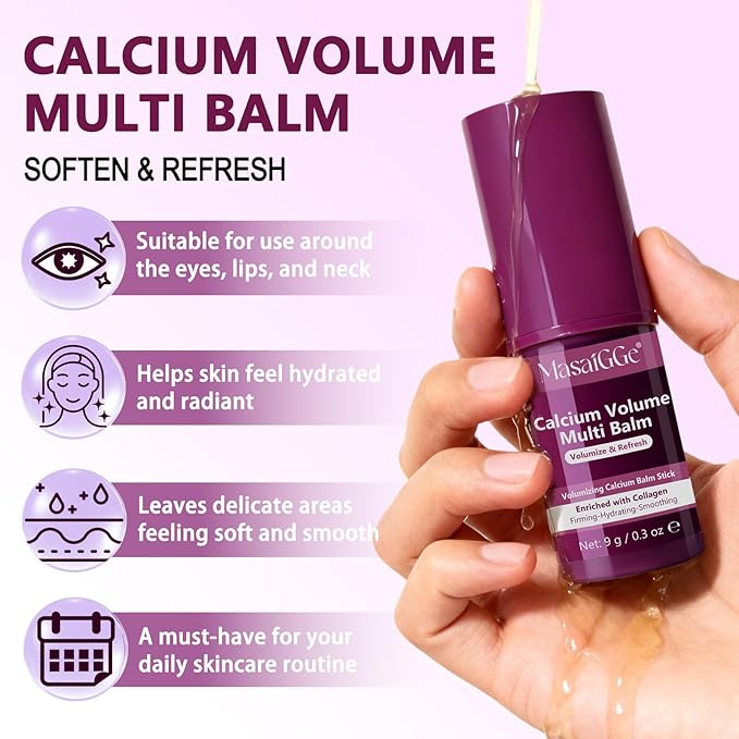 2pcs Calcium Multi Balm Stick, Calcium Volume Multi Balm Stick - Collagen Anti Wrinkle Hydrating & Firming Face Sticks for Eyes, Neck, Face, Helps Reduce Fine Lines, 0.35 ozX2