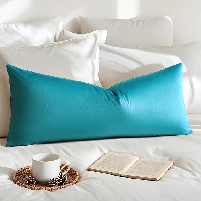 Artscope Luxury Velvet Lumbar Pillow Cover Super Soft Decorative Rectangle Pillowcases Soft Solid Cushion Cases for Couch Sofa Bedroom Car Decor 14x36 Inch Teal