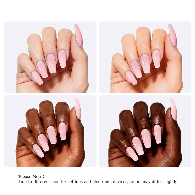 AZUREBEAUTY Pink Nail Polish Light/Pale Pink Quick Dry Natural Regular Finger Nail Polish no Gel High Shine Home Salon DIY Women Gift 0.34 oz