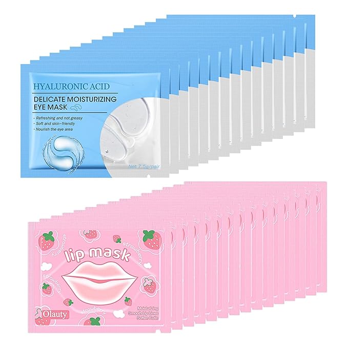 Xiuxixu 30 Pairs Lip Mask & Eye Mask,Collagen Under Eye Patches for Puffy Eyes,Crystal Lip Mask Skincare Bulk,Bachelorette Party Favors,Bridesmaid Gifts,Mothers Day Gifts,Teacher Appreciation Gifts
