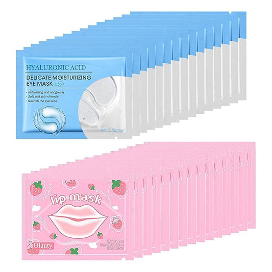 Xiuxixu 30 Pairs Lip Mask & Eye Mask,Collagen Under Eye Patches for Puffy Eyes,Crystal Lip Mask Skincare Bulk,Bachelorette Party Favors,Bridesmaid Gifts,Mothers Day Gifts,Teacher Appreciation Gifts