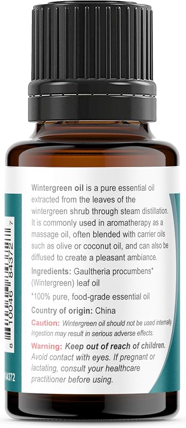 Viva Doria Wintergreen Essential Oil, 100% Pure, Natural Essential Oil, Undiluted, for Aromatherapy | Food Grade, 15 mL (0.5 Fluid Ounce)
