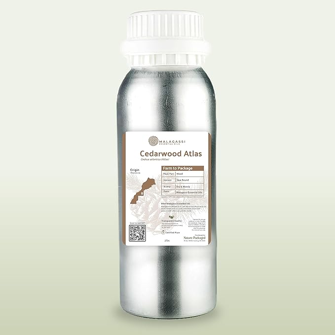 Pure Cedarwood (Atlas) Essential Oil (2lbs) - Direct from Malagassi Essential Oils Farm in Morocco - Essential Oils for Diffusers and Aromatherapy | Pure Therapeutic Grade