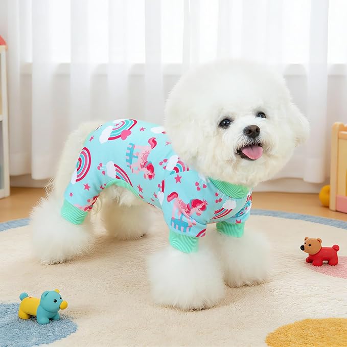 XPUDAC 4 Pack Dog Pajamas Soft Puppy Clothes Onesie for Small Dogs, XS | Stretchy, Breathable, Sleepwear, Gentle on Skin, Dog Recovery Suit, Shedding Suit, All Seasons