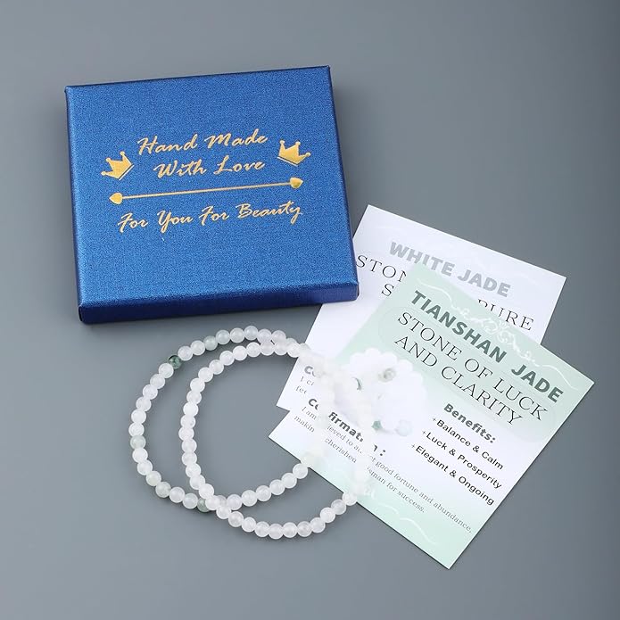 NCB 2.3-Piece 4mm Natural Crystal Gemstone Stretch Bracelets – Handmade Reiki Energy Healing Jewelry for Meditation,Yoga, Unisex