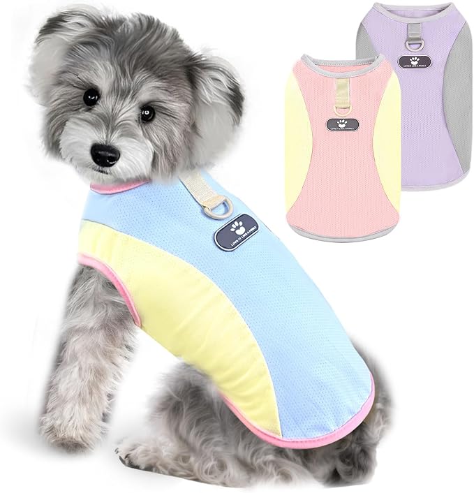 Dog Cooling Vest with D-Ring Dog Beach Tshirt Sun Protection Small Puppy Clothes for Girls Boys Stretchy Shirts for Dogs Lightweight Breathable Shirt French Bulldog Frenchie Dachshund Clothes