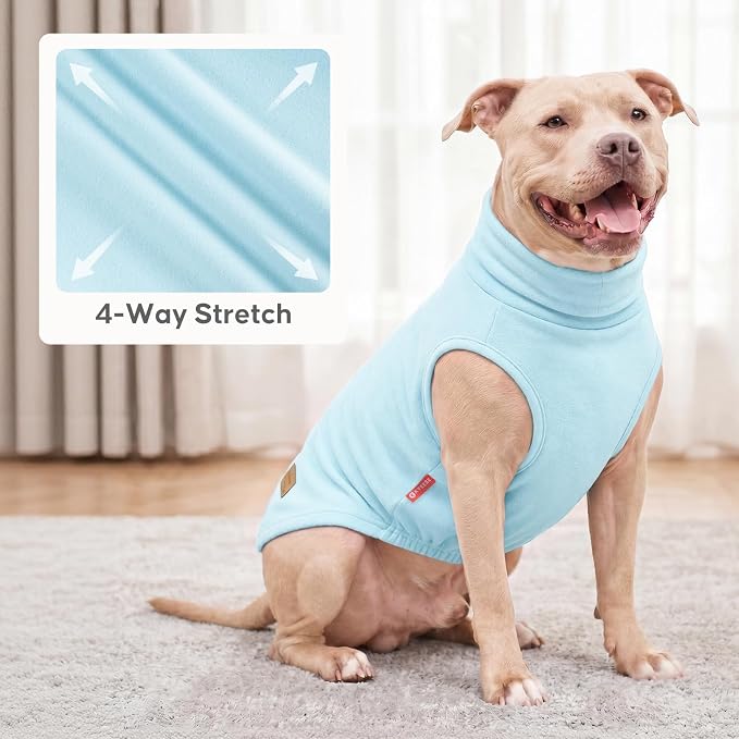 KYEESE 2Pack Dog Sweater for Large Dogs Soft Pet Coats Fleece Sweatshirt | Warm Turtleneck Dog Pullover Clothes, 4-Way Stretch & Lightweight Vest, Doggie Coat in Cold Weather, Daily Wear