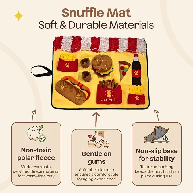 Interactive Dog Snuffle Mat for Slow Feed & Digestion Support - Large 31×24 in, Multicolor Mat with Washable Fleece, Non-Slip Backing - Mental Stimulation & Puzzle Toys for Dogs of All Breeds