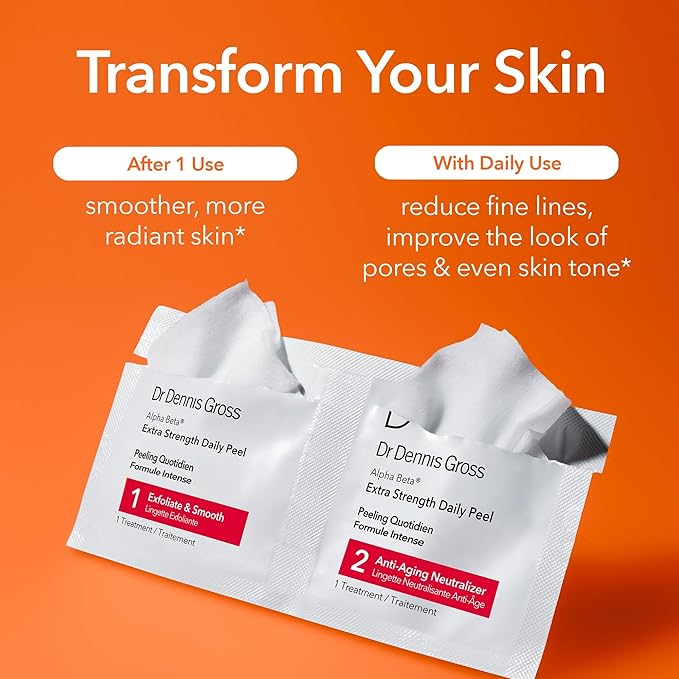 Dr. Dennis Gross Alpha Beta Extra Strength Daily Peel: for Oily Skin, Uneven Tone or Texture, Wrinkles or Enlarged Pores (30 Treatments)