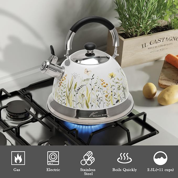 Tea Kettle, 3.1 Quart Whistling Tea Pot for Stove Top, Food Grade 304 Stainless Steel Teapot with for Coffee, Tea, Milk etc