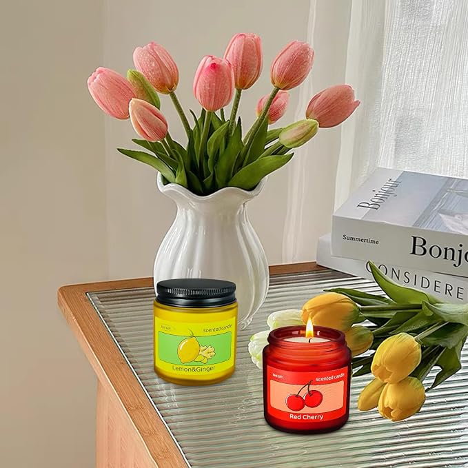 12 Pack Candles Colored Frosted Jar Aromatherapy Candle Gifts for Women, Natural Soy Wax Candle Set, Scented Candles Set for Birthday Valentine Mother's Christmas Day Present